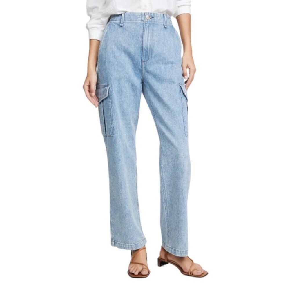 Rag & Bone Size 25 Icy Blue Light Wash High Rise Cargo Jeans Straight Leg